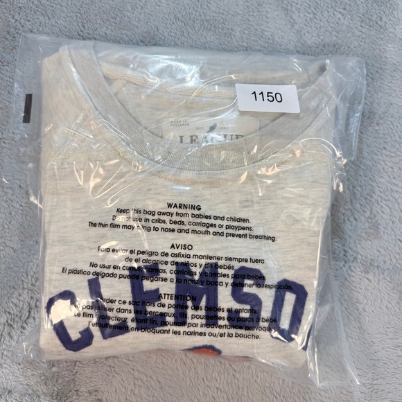 League Clemson Tigers Paw Sweatshirt Pullover Heather Gray/Oatmeal Women's Small - Picture 8 of 8